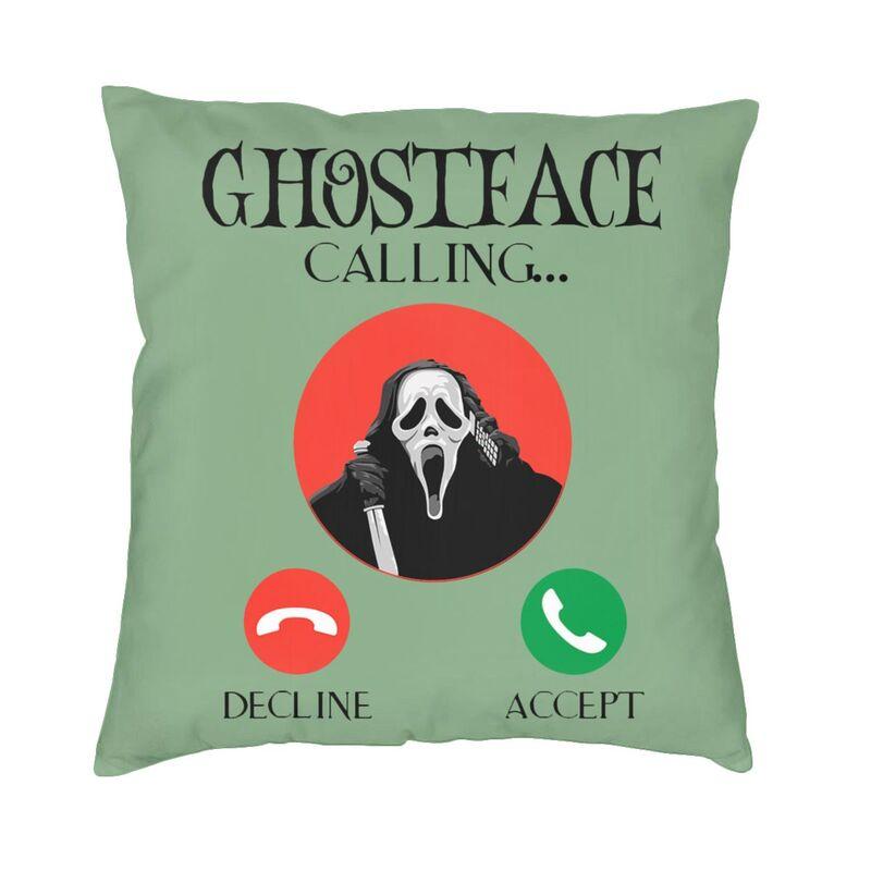Lustiger Halloween Ghostface Kissenbezug Scream Sidney Prescott Film Dekokissenbezug für Sofa, quadratischer Kissenbezug im Wohnzimmer
