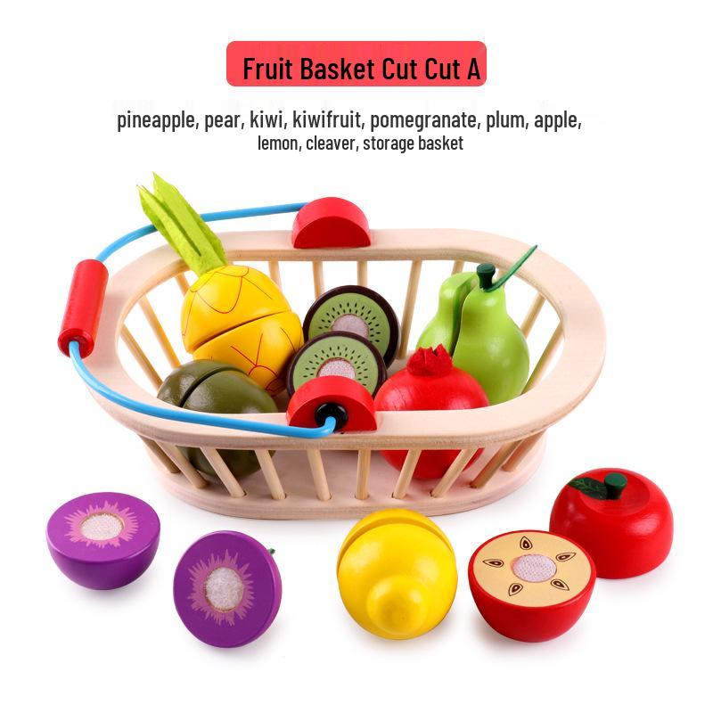 Wooden Play Kitchen Set: Cutable Fruits & Vegetables for Kids