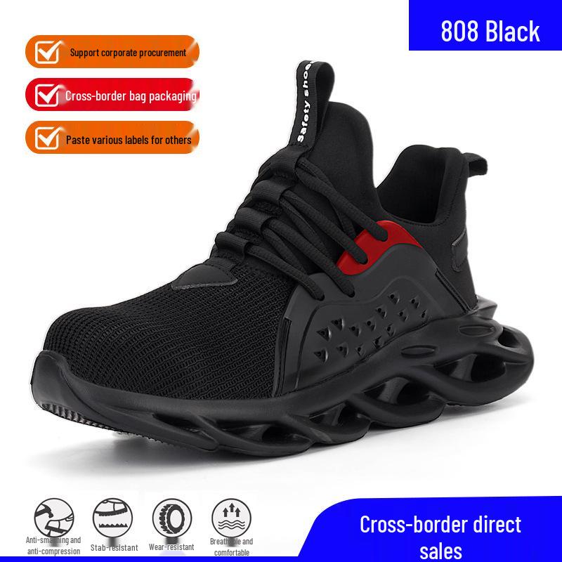 Summer Breathable Anti-smash Anti-puncture Safety Shoes with Lightweight Shock Absorption and Comfortable Flying Woven Upper