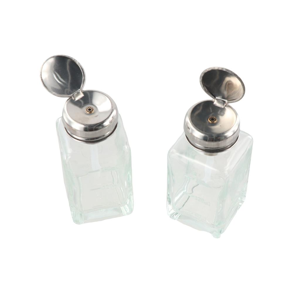 

Square Clear Refillable Bottle Glass Liquid Pump Dispenser Bottle Makeup Remover 120ml