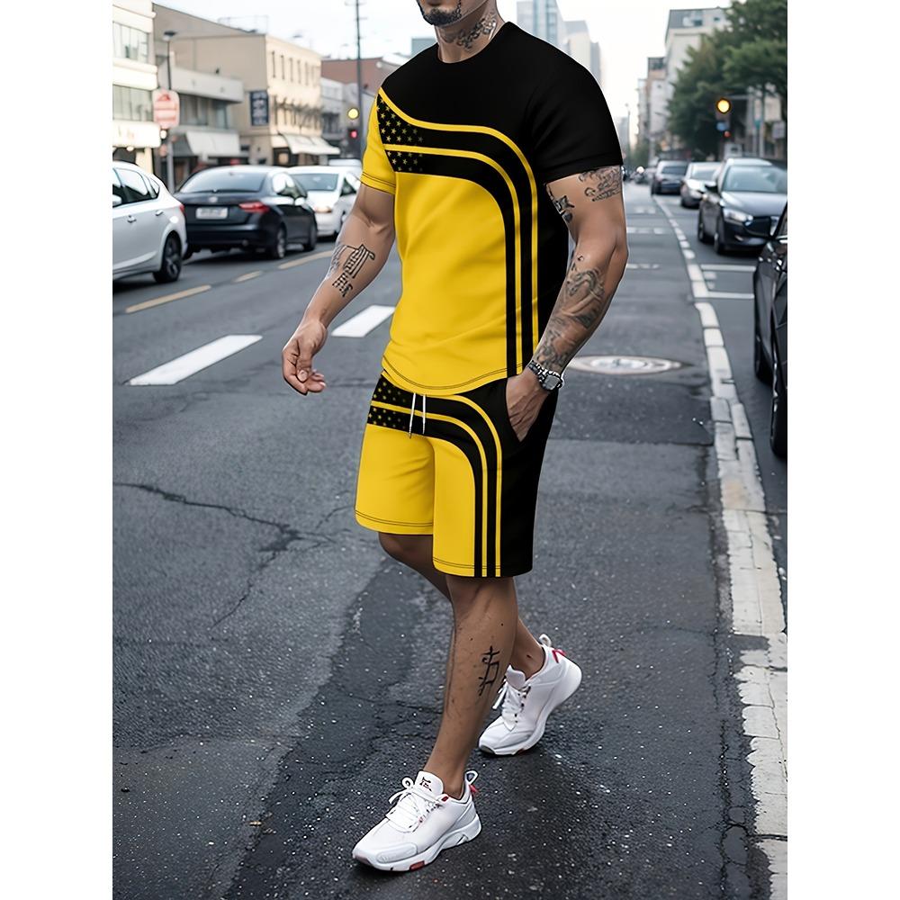 Summer Outdoor Street Fashion Men's T-shirts Everyday Casual Men's Athletic Shorts T-shirts And Shorts Men's Sets