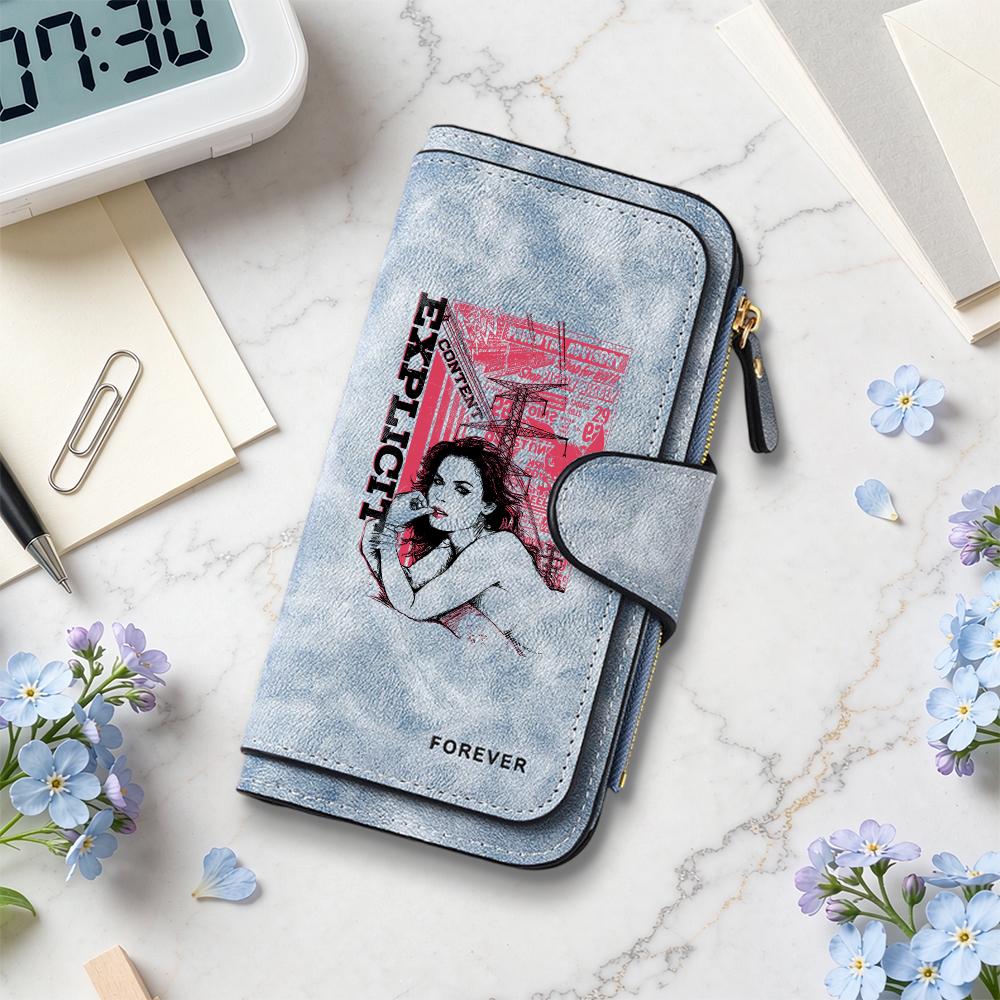 Vintage Explicit Print Wallet Forever Stylish Lady Casual Long Purse