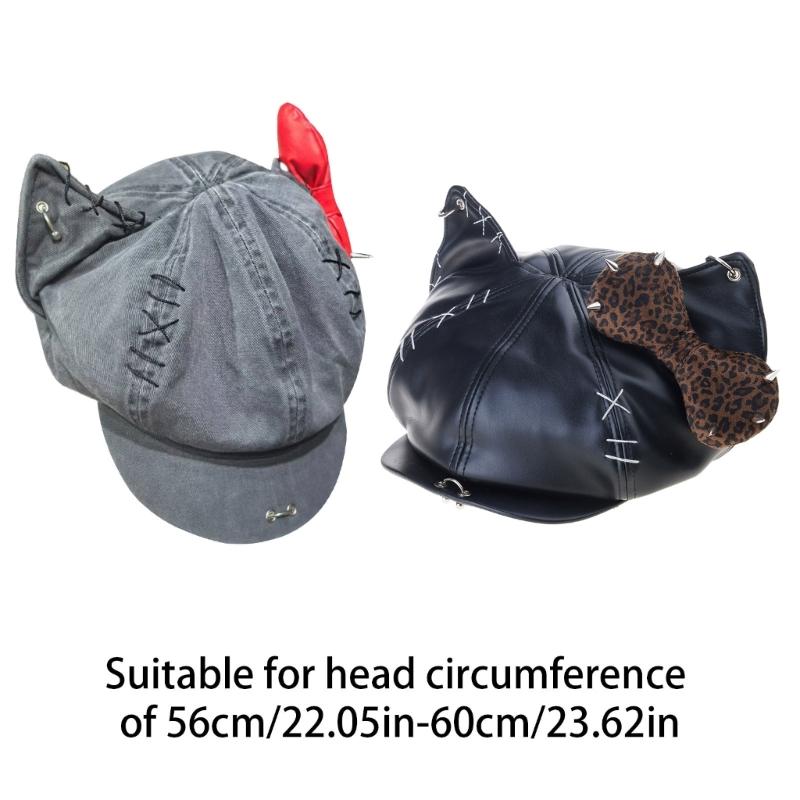 Rivet Studded Beret Hat for Lady Girl Fashion 2000s Octagonal Hat Driver Hat Girl Skull Caps All Matching Rocker Hat
