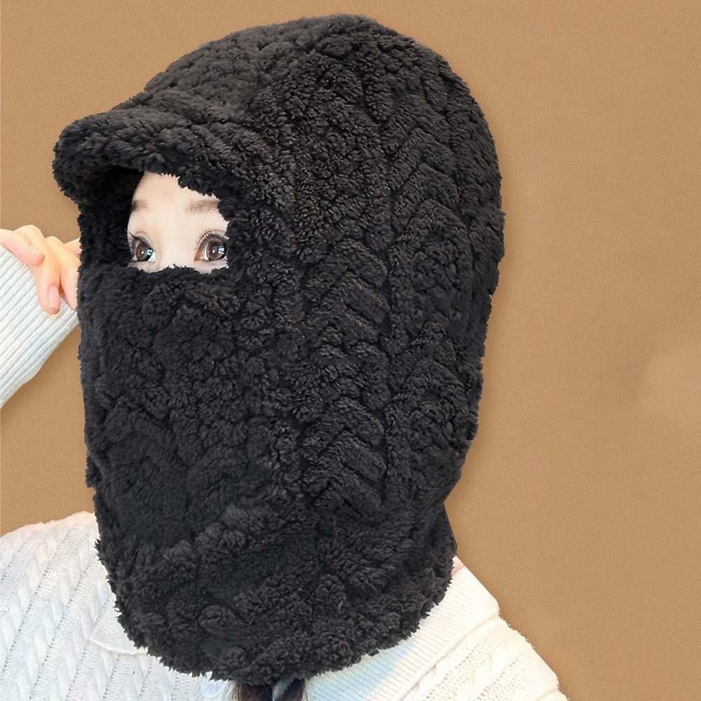 Polyester Warm Wrap Head Hat Solid Color Compact Cap Scarf Ski Windproof Cap Women