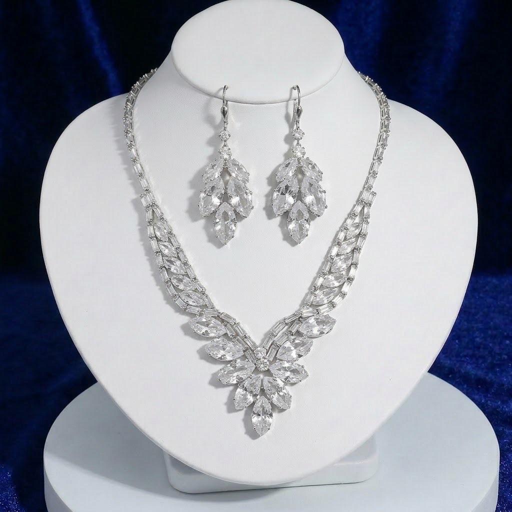 Wheat Ear Tassel Zircon Necklace & Earrings Set - Trendy Fresh Jewelry