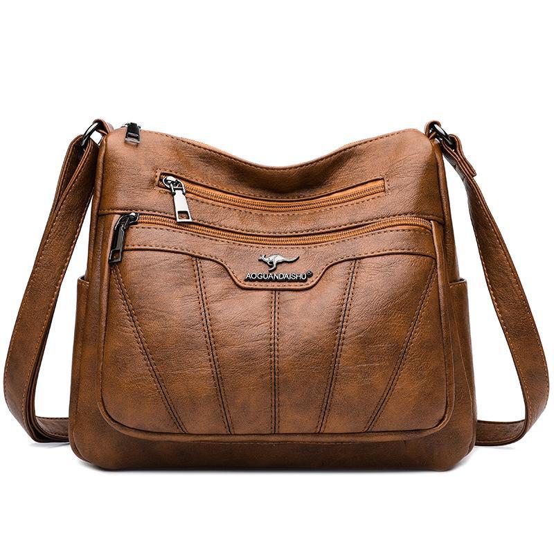 

2026 Women s Korean Embroidery Shoulder Messenger Bag - Stylish, Spacious, Ideal for Middle-Aged Moms коричневий