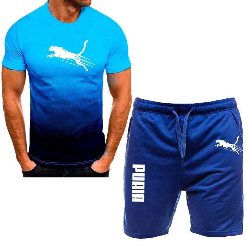 Men's Sports Set, Casual T-shirt Set and Running Shorts, Breathable, 2 Pieces, New 2024