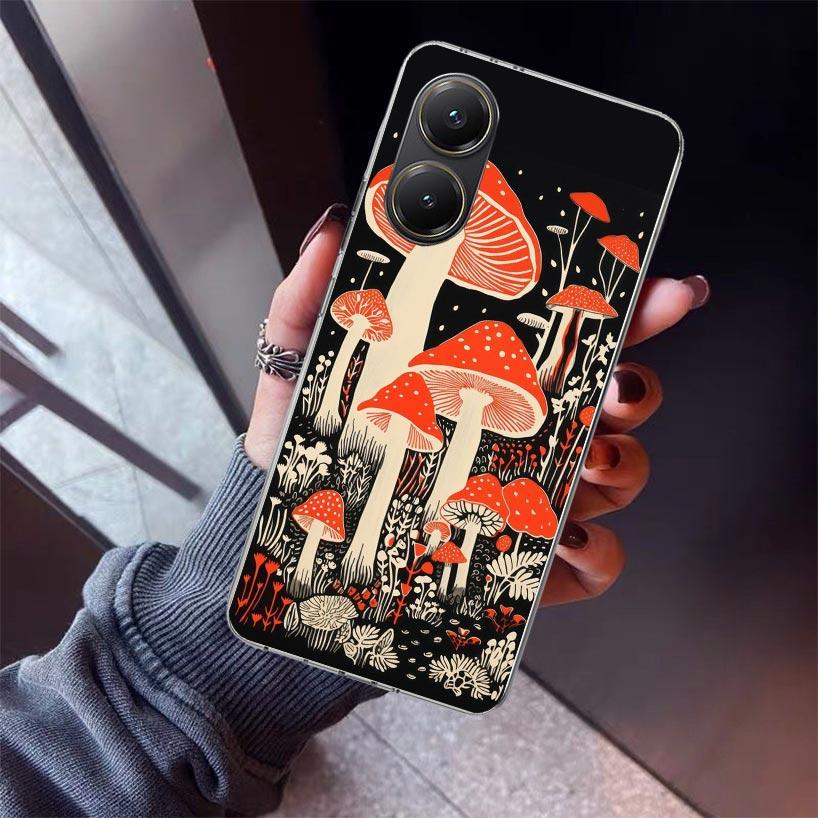 Colorful Mushroom Phone Case For Xiaomi Poco X7 X6 X5 Pro F7 Ultra Redmi 15C 15 13 13C 12 12C 10 10A 10C 9 9A 9C 9T Shell Poco X