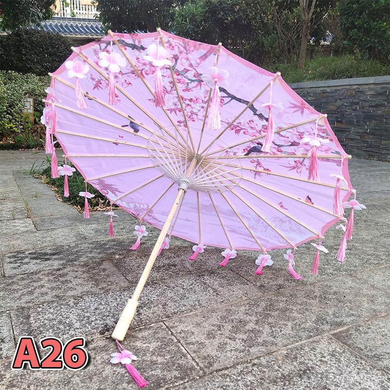 Silk Cloth Women Umbrella Cherry Blossoms Ancient Dance Umbrella Decorative Umbrella Chinese Style Oil Paper Umbrella