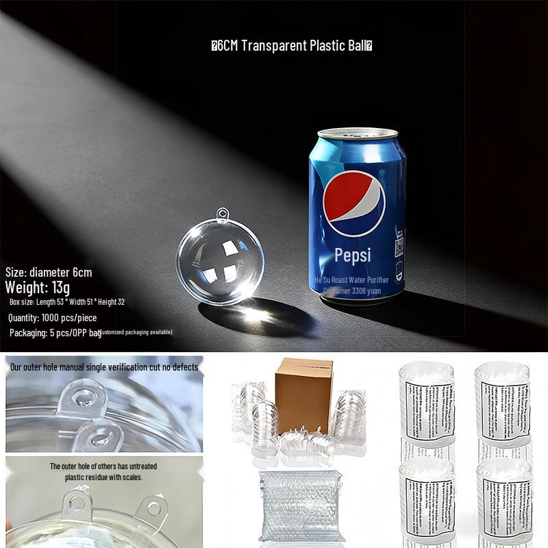 Clear Acrylic Christmas Hanging Decoration: Transparent, Round, Hollow Ball