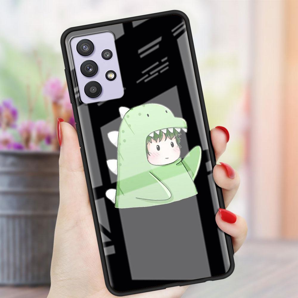 Husă de sticlă cu desene animate cu dinozauri pentru Samsung Galaxy A52 A71 A50 A51 A70 A21s A31 A72 A10 A12 A30 A22 5G