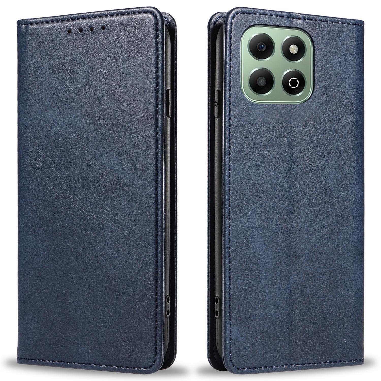 

Для Honor X6b 4G Чехол Сильный Магнитный Кожаный Чехол для Телефона Текстура Теленка Blue