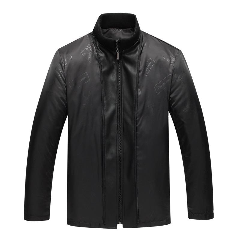 Middle-aged Men's Long Down Jacket Leather Coat Removable Lining Leather Coat Sheepskin Leather Windbreaker Men's Jacket