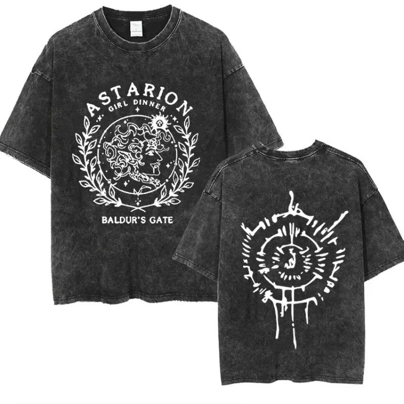 Astarion Girl Dinner Graphic T Shirt Baldurs Gate  Fan Gamer Washed T Shirts Women Unisexs Vintage Gothic Cool Tshirt Streetwear