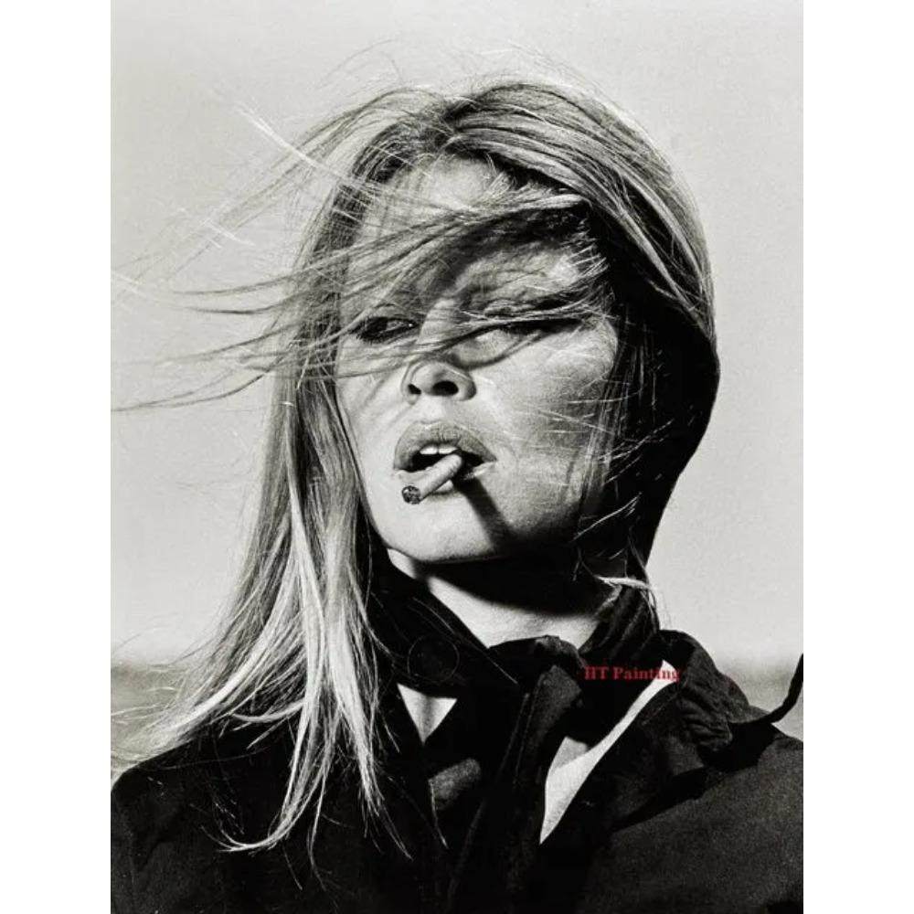Vintage 70er Jahre Filmstar Brigitte Bardot Rauchend Dolly Parton Porträt Poster Leinwandbild Wandkunst Bilder Heimdekor Geschenk