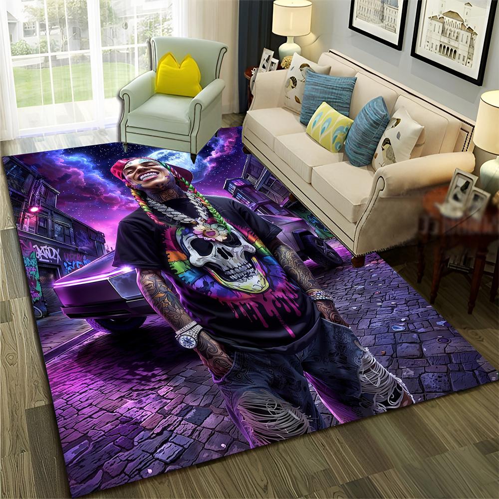 New Legend Rappers Star Art Cartoon Hip Hop Rug for Bedroom Living Room Sofa Home Doormat Decor,Kid Play Non-slip Floor Mat