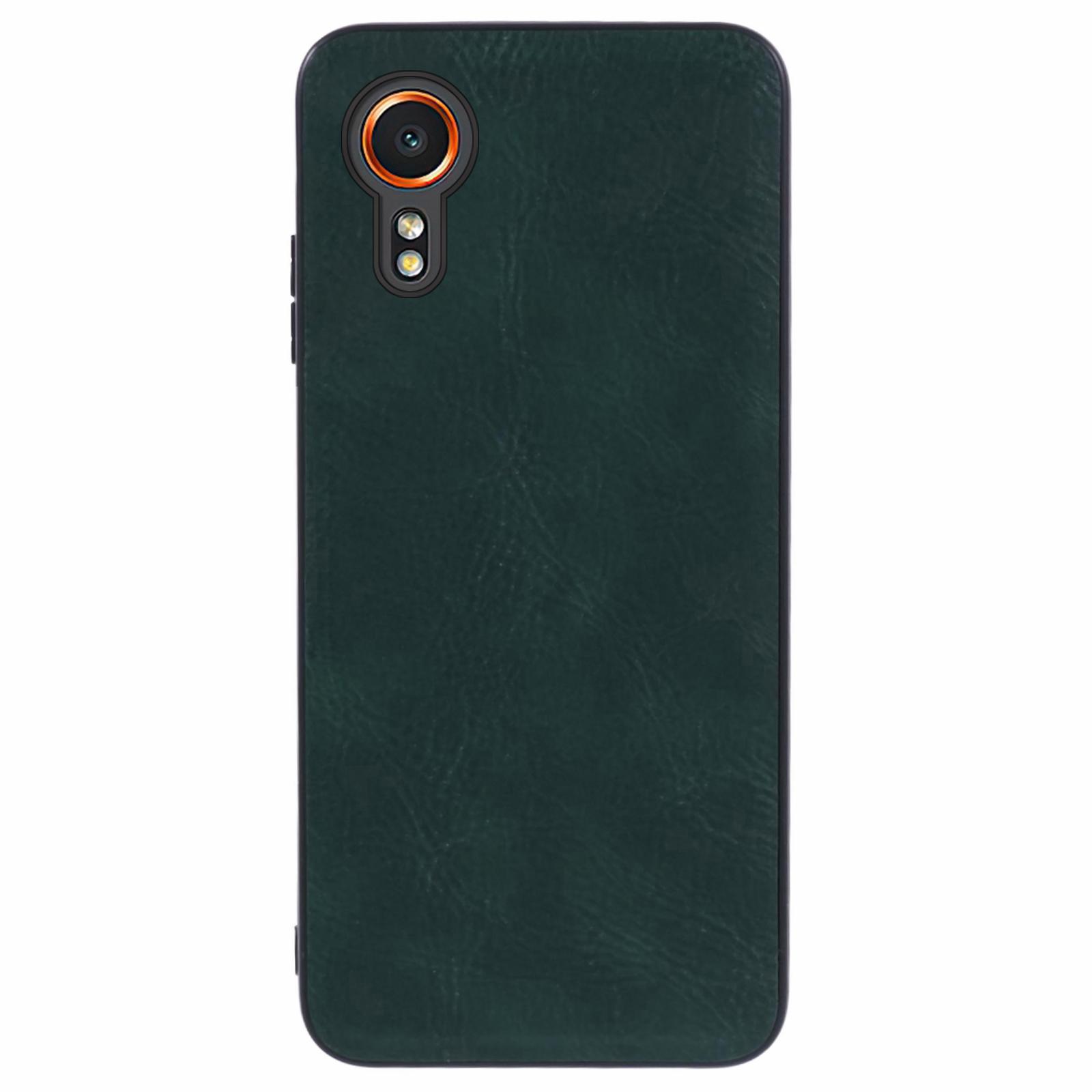

For Samsung Galaxy Xcover7 Case Solid Color PU Leather+PC+TPU Retro Phone Cover Green