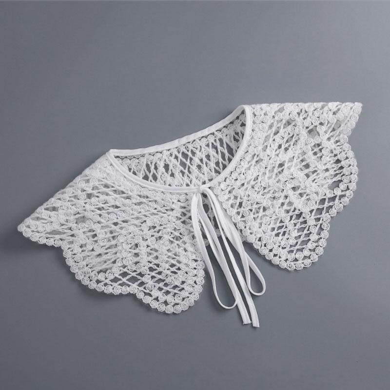 Removable Lace Doll Fake Collar Women Tie Ladies White Shawl Wrap Detachable Embroidered Lapel False Collar Clothes Accessory