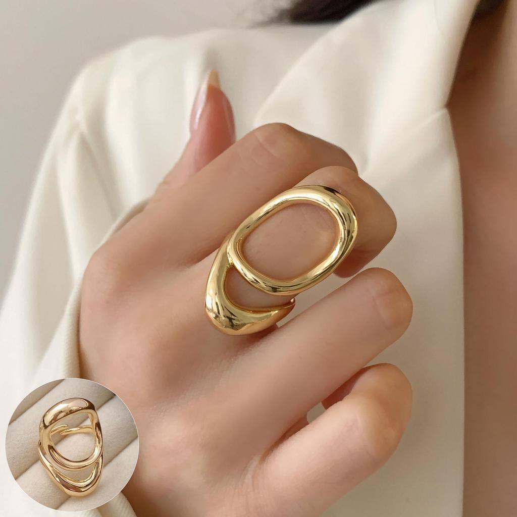 Geometrischer Hochglanz-Überkreuz-Offener Ring, S925 Silberplattiert - Damen Stapelbarer Zeigefingerschmuck