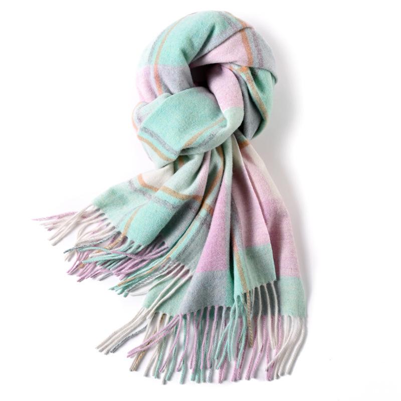 Milk camel pure wool scarf women's autumn and winter versatile thickened cashmere scarf new shawl dual-purpose