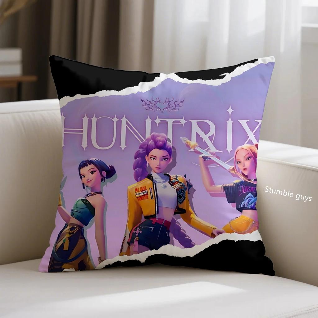 Kpop Sofa Cushion Cover Demon Hunters Anime Pillowcase Decorative