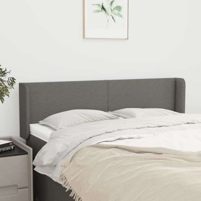 VidaXL Tête de lit avec oreilles Gris foncé 147x16x78-88 cm Tissu3118487