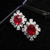 Imitation Edelstein Blume Halskette Set Luxus Dame Voll Diamant Zirkon Ohrringe Live Ring