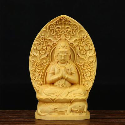 7cm Mini Small Guan Yin Wood Buddha Statue Boxwood Dragon Guanyin Bodhisattva Solid Wood Sculpture Home Decor