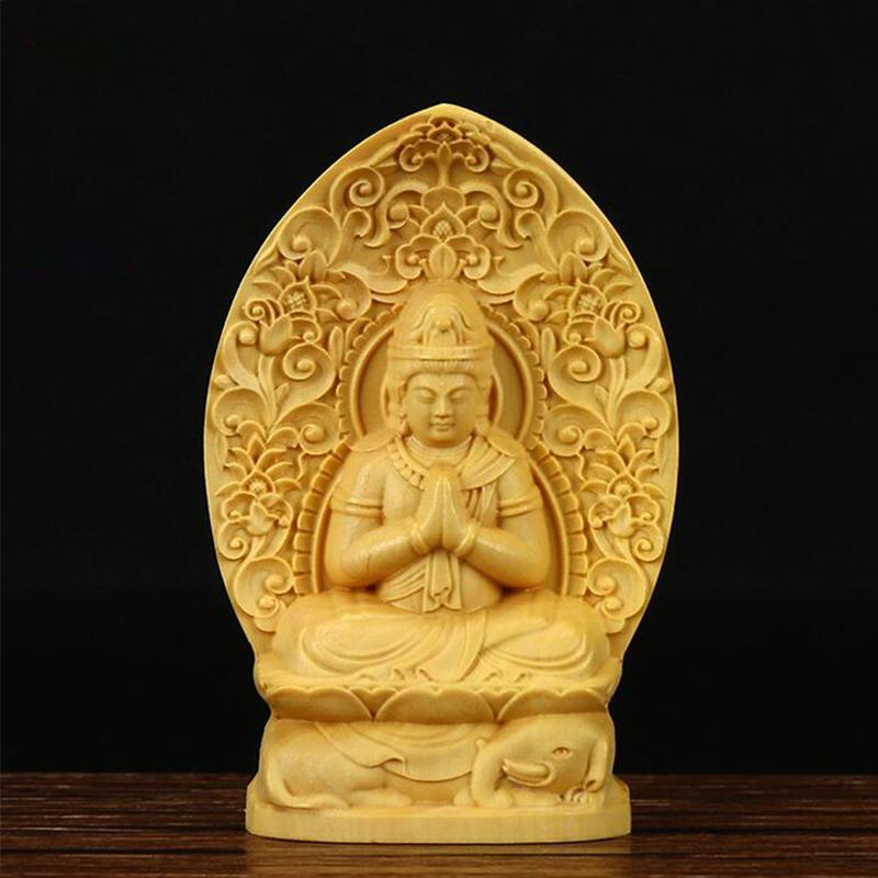 Exquisite Wood Carved Statue Guanyin Bodhisattva Figurine Tathagata Buddha Sculpture Buddha Zen Lucky Crafts Home Decor Pray Box