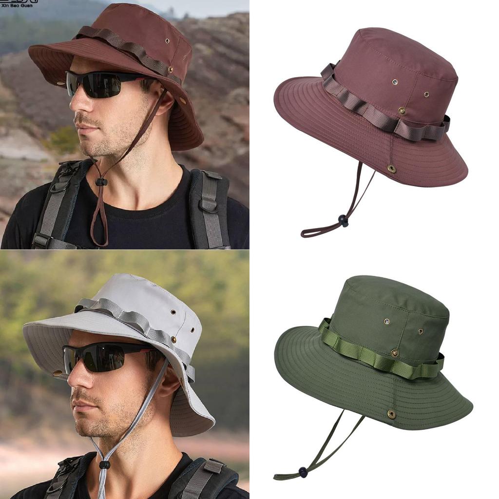 Mens Sun Protection Fisherman Hat With Large Brim And Breathable Nylon For Outdoor Activities