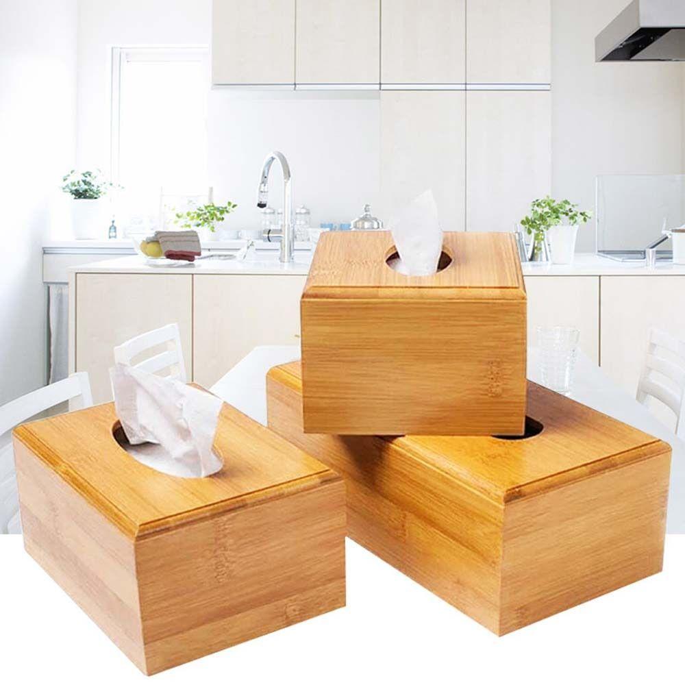 Home Fashion Table Decoration Desktop Organizer Bamboo Square Napkin holder Tissue Rack Tissue Holder Storage box