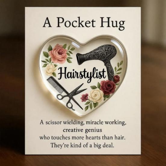Yousheng Hairstylist Pocket Hug with Positive Card Emotional Support Heart Shaped Christmas Hair Stylist Pocket Token Encouragement Gift