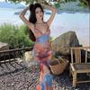 Seaside vacation style fun printing suspender dress women's summer new waist and thin sexy backless long skirt