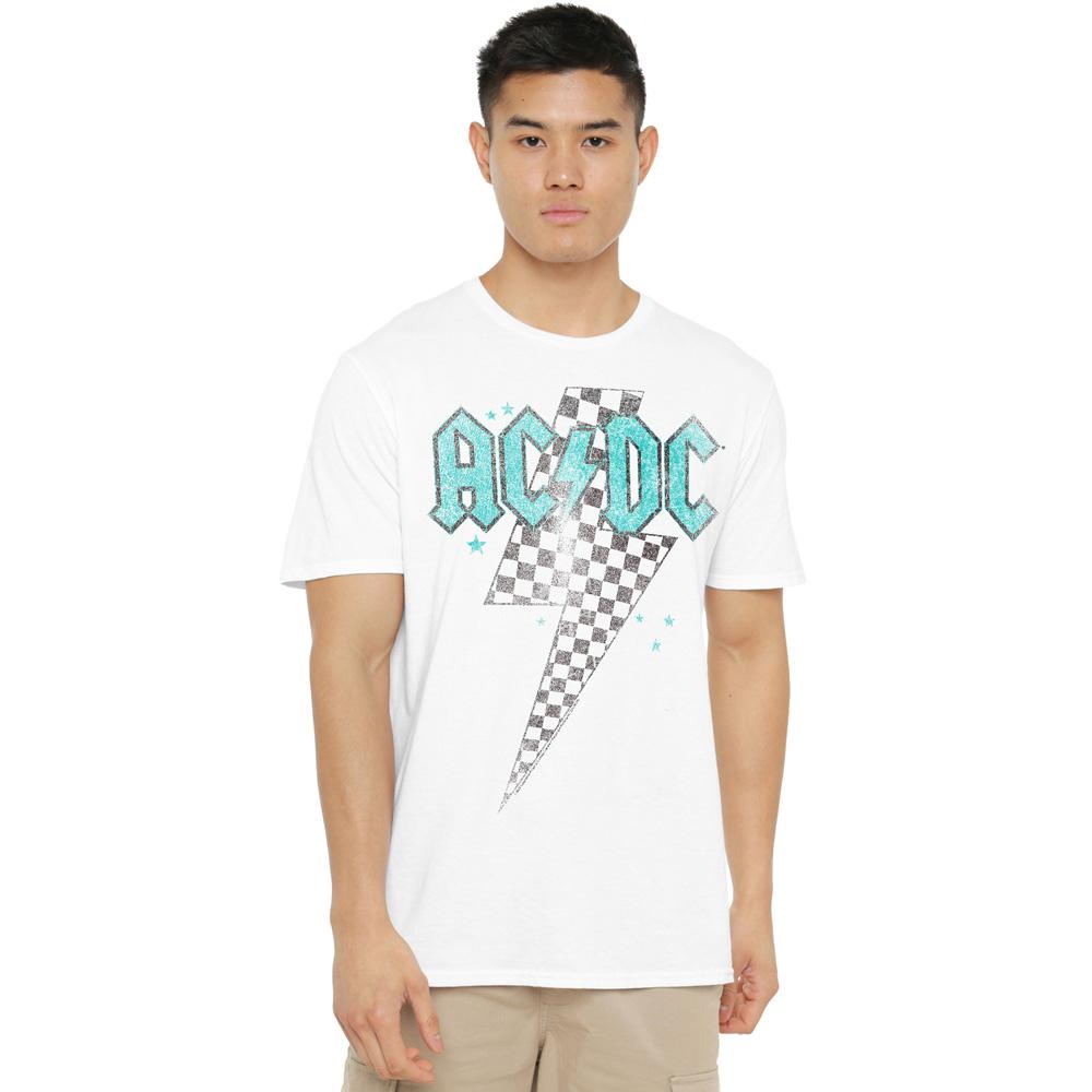 AC/DC Mens Skewed Checkerboard Bolt T-Shirt