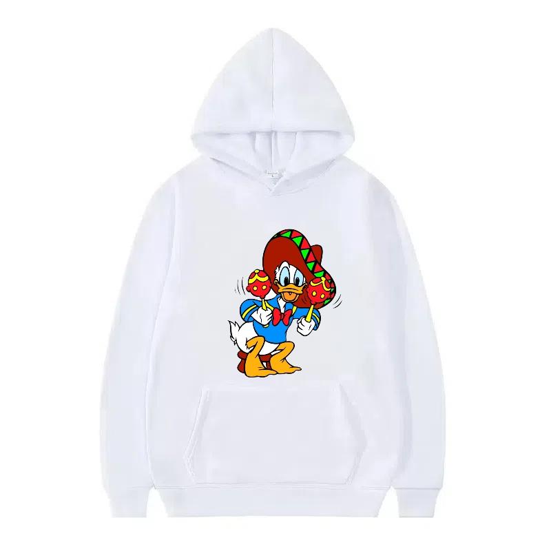 Disney Donald Duck Muster Damen Fleece Sportlich Locker Grau Herbst Oberteile Kleidung Pullover Damen Günstig Y2k Hoodies Herren Sweatshirts