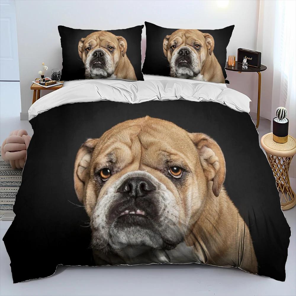 Kreskówkowy pies pitbull, zestaw pościeli z kołdrą, poszwa na kołdrę, poszewka na poduszkę, zestaw pościeli w rozmiarze king, queen dla dorosłych i dzieci