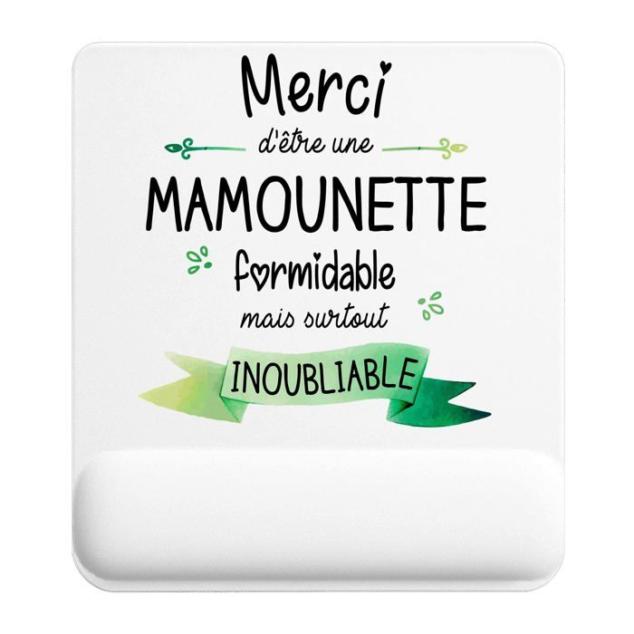Tapis de souris - PLANETEE - Merci Mamounette Inoubliable femme - 22x18 cm - 3 mm - Impression HD anti-dérapant