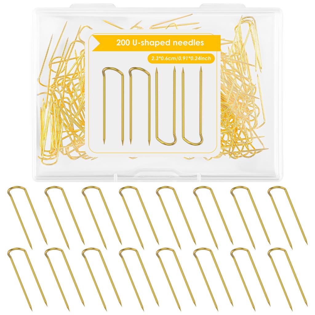 200/1500 Pcs U Shaped Fork Pins Stainless Steel 23MM Sewing U-pins Fork Pins Multipurpose U Shaped Sewing Pins for Needlecrafts