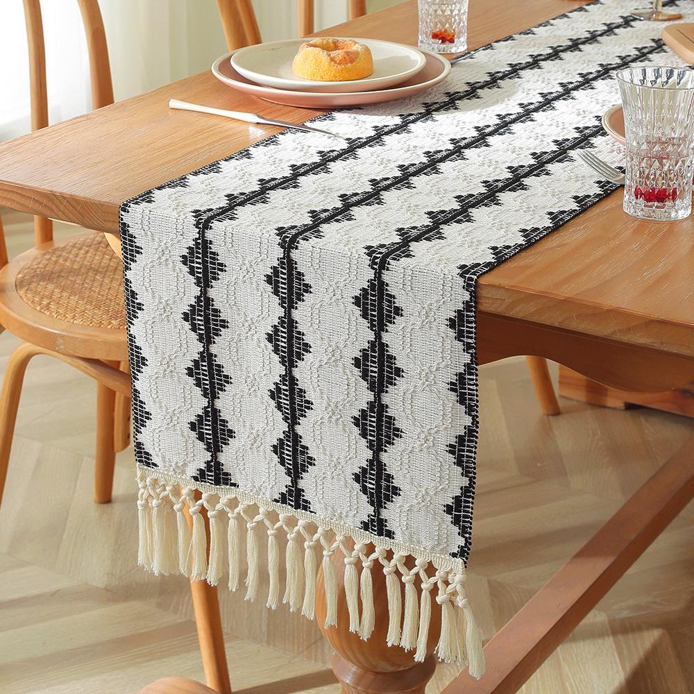 Декор стола, Современная минималистичная хлопково-льняная скатерть-дорожка с кисточками для праздничной вечеринки и свадьбы 35X160cm