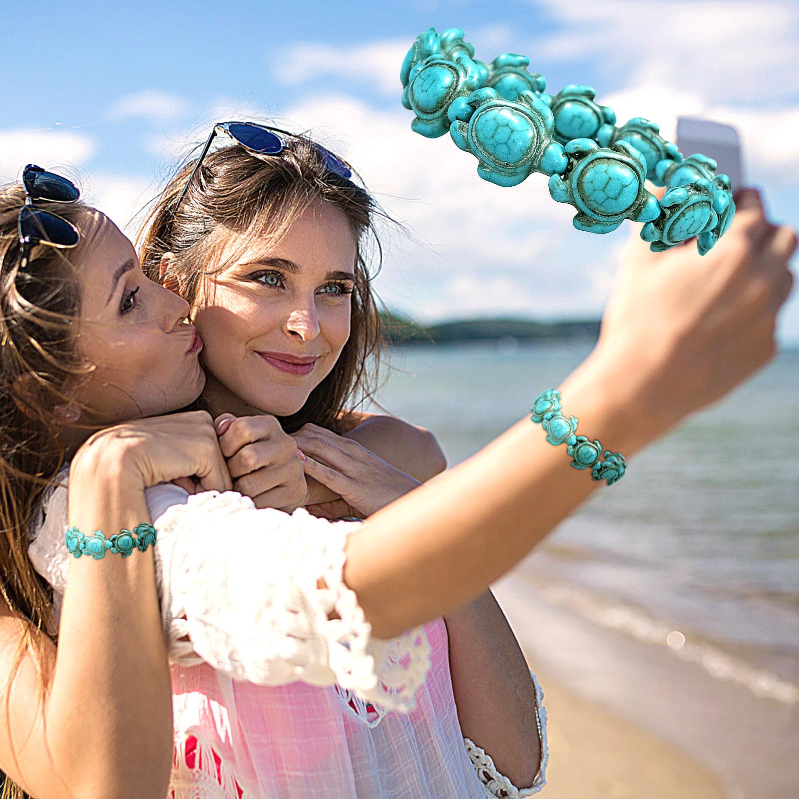 

Эластичный браслет-подвеска Novel с бирюзовой черепахой