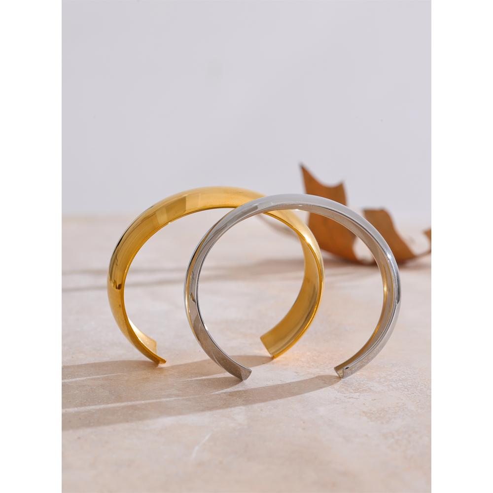 Eetit PVD Plated Stainless Steel Smooth Polished Cuff Bracelet Waterproof Fashion Charm High Quality Bangle for Women