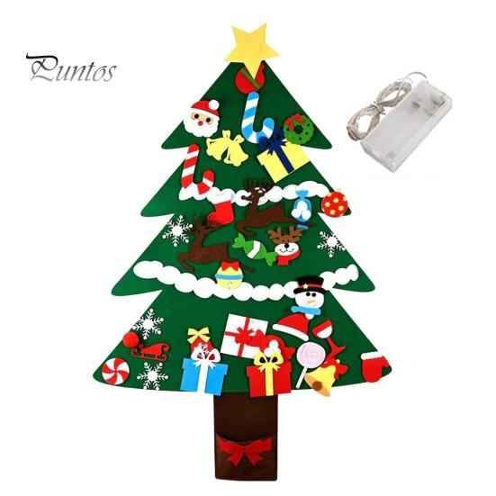 Plstěný vánoční stromek pro batolata LED svítící DIY sada vánočního stromečku s punčochou sněhulák s Santa Clausem
