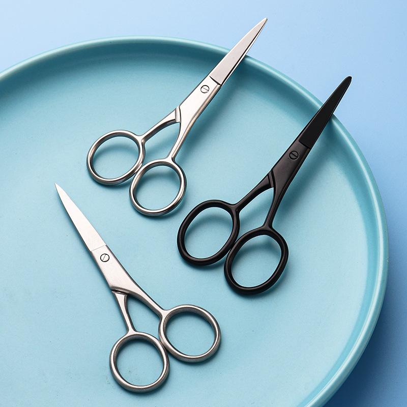 Stainless Steel Manual Round Head Nose Hair Small Scissors Trimmer Does Not Hurt The Nasal Cavity, Can Be Washed Beauty Trimming