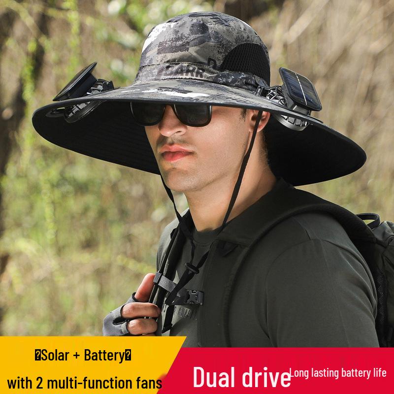 Men's Solar-Powered Cooling Hat with Fan for Outdoor Work