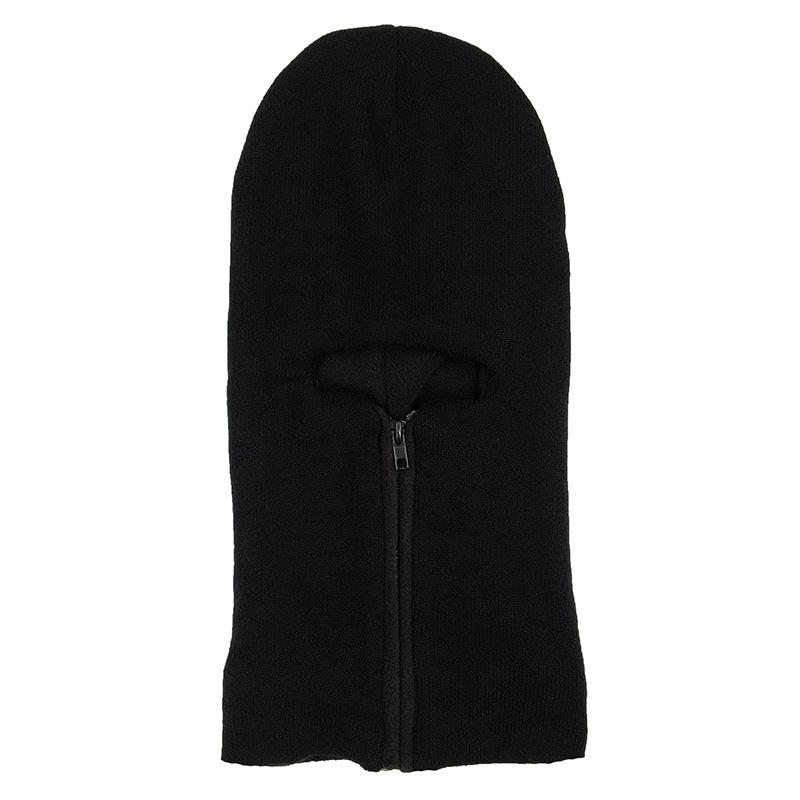 Pullover Hat Autumn And Winter All-Inclusive Masked Hat Cycling Warm Zipper Knitted Hat Windproof And Cold-Proof Plush Wool Hat One size fits all чёрный