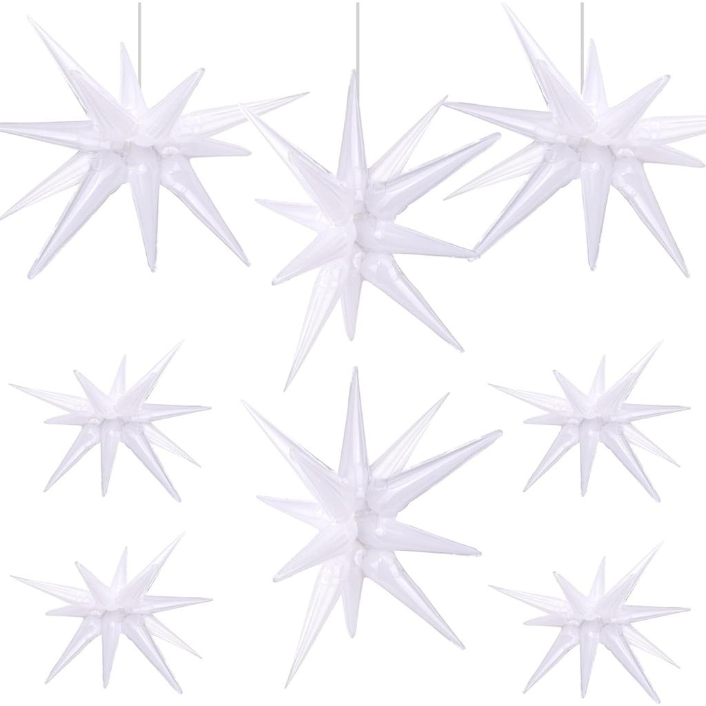 8 Peças Balões Estrela, Enormes Balões Estrela Explosão Azul de Folha de Alumínio para Chá de Bebê Formatura, Suprimentos de Decorações de Festa Azuis