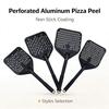 HC 12 Inch Perforated Pizza Peel, Black Ceramic Non-stick Pizza Transfer & Turning Peel For Home Oven