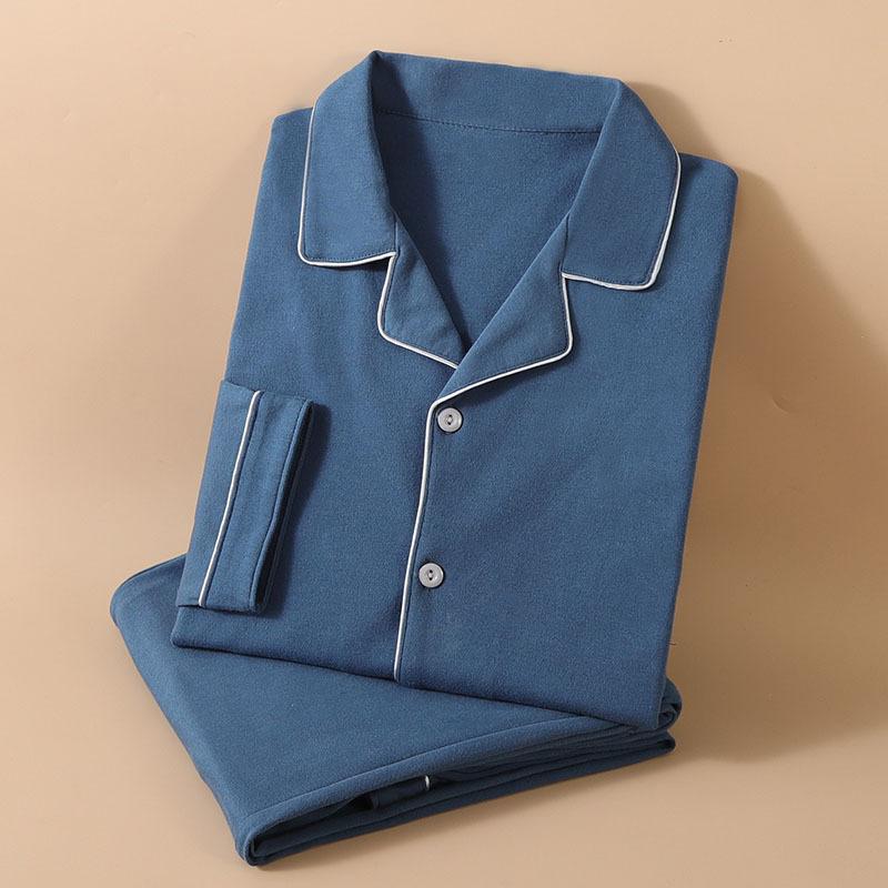 Fashion Brand Pajamas Suit Men Long-sleeved Pure Cotton Spring Autumn Gent Soft Cotton Summer Loungewear Set Male Nightcloth
