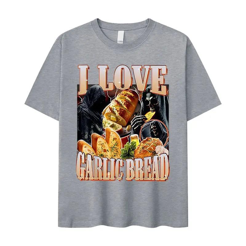 Funny Meme I Love Garlic Bread Skeleton Graphic Printed T Shirt Women Casual Short Sleeve T-shirts Summer Roundneck Clothing