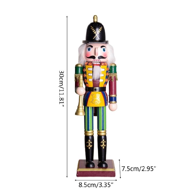 Colorful Wooden Nutcracker Soldier King Figurine Christmas Decor for Shelves